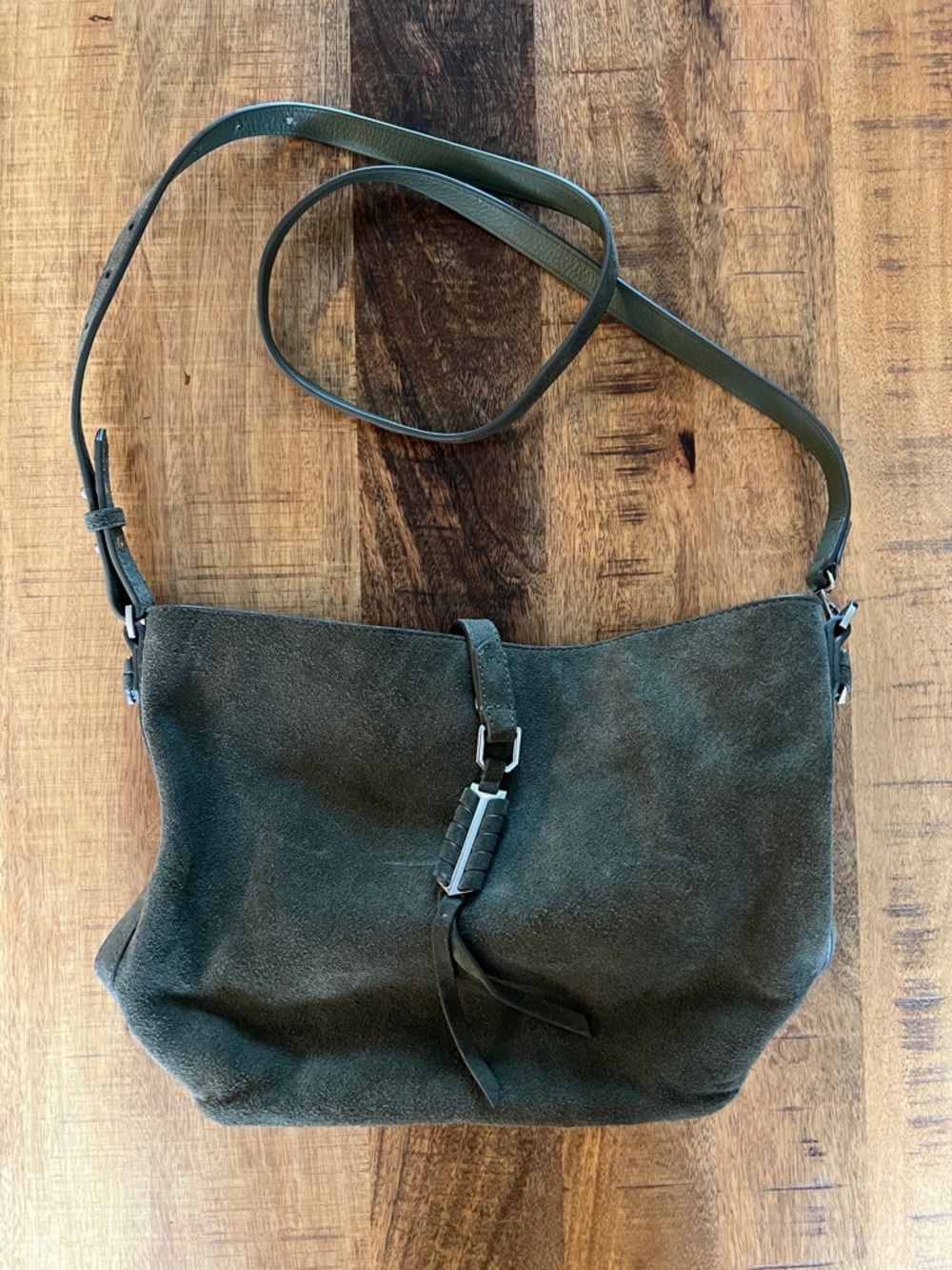 Stella & Dot Dark Green Suede Crossbody